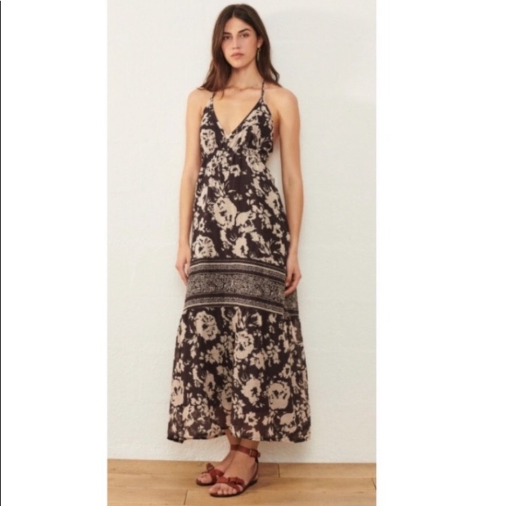 NWT Ba&sh Downtown Floral Mixed Print Cotton Maxi Dress small